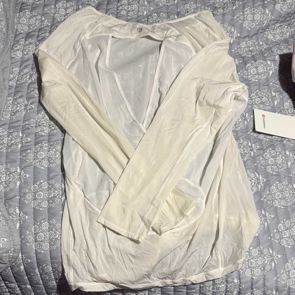 Lululemon Sheer Off White Long Sleeve Top